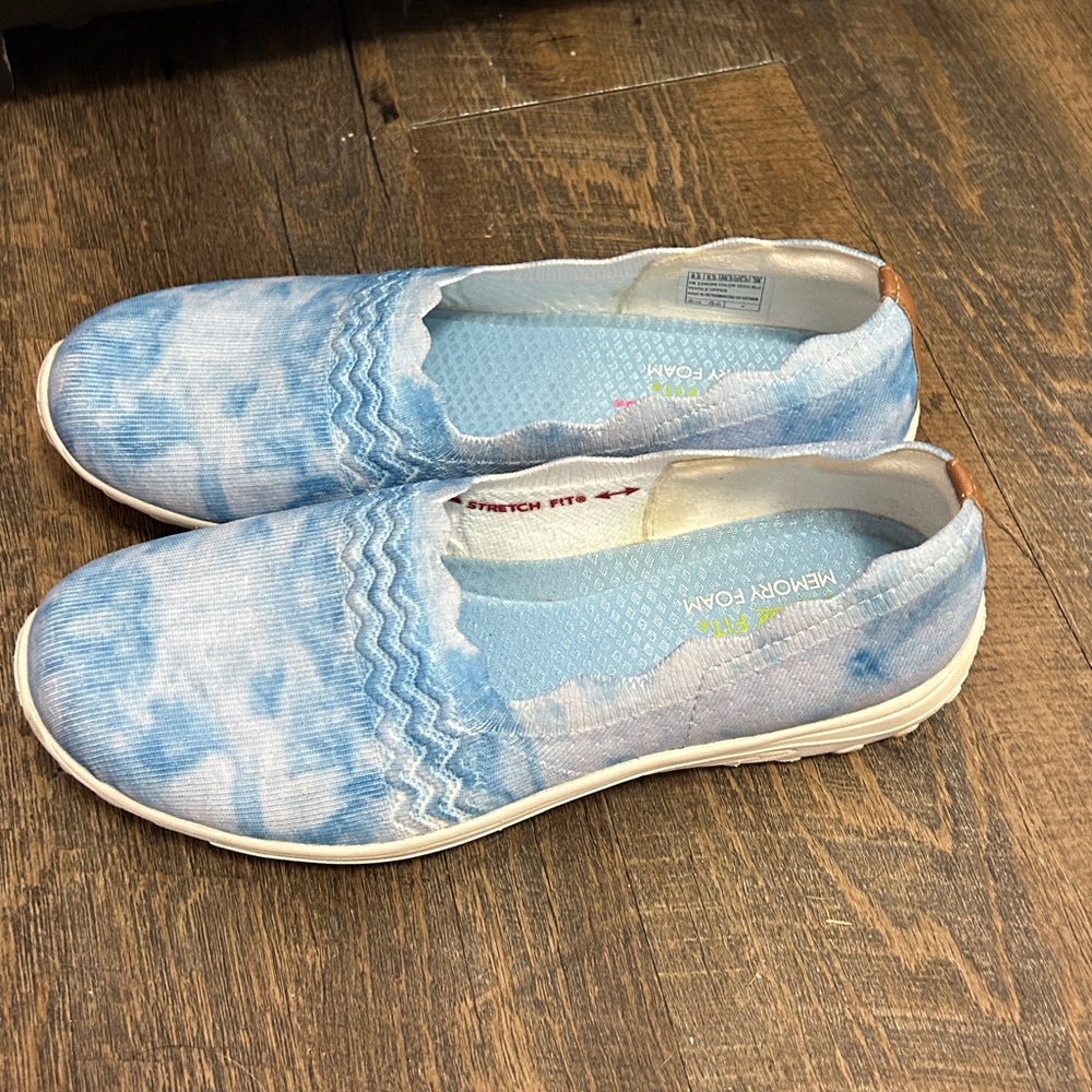 Skechers Knit Scalloped Slip-On Shoes Reggae Fest Umpire Blue‎ Size 8.5 Cloud - Picture 3 of 8